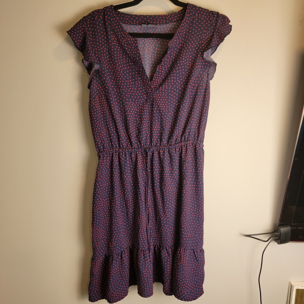 Modcloth Blue Polka Heart Dress